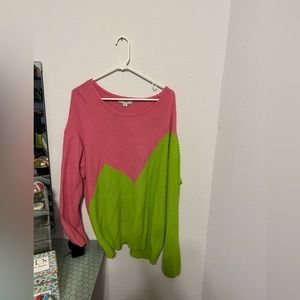 Victor Glemaud & Target pink and green crew neck sweater, 2 X